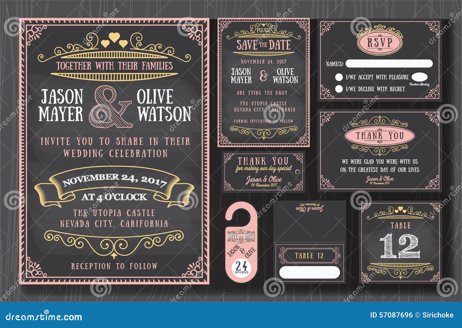 vintage wedding invitation chalkboard 