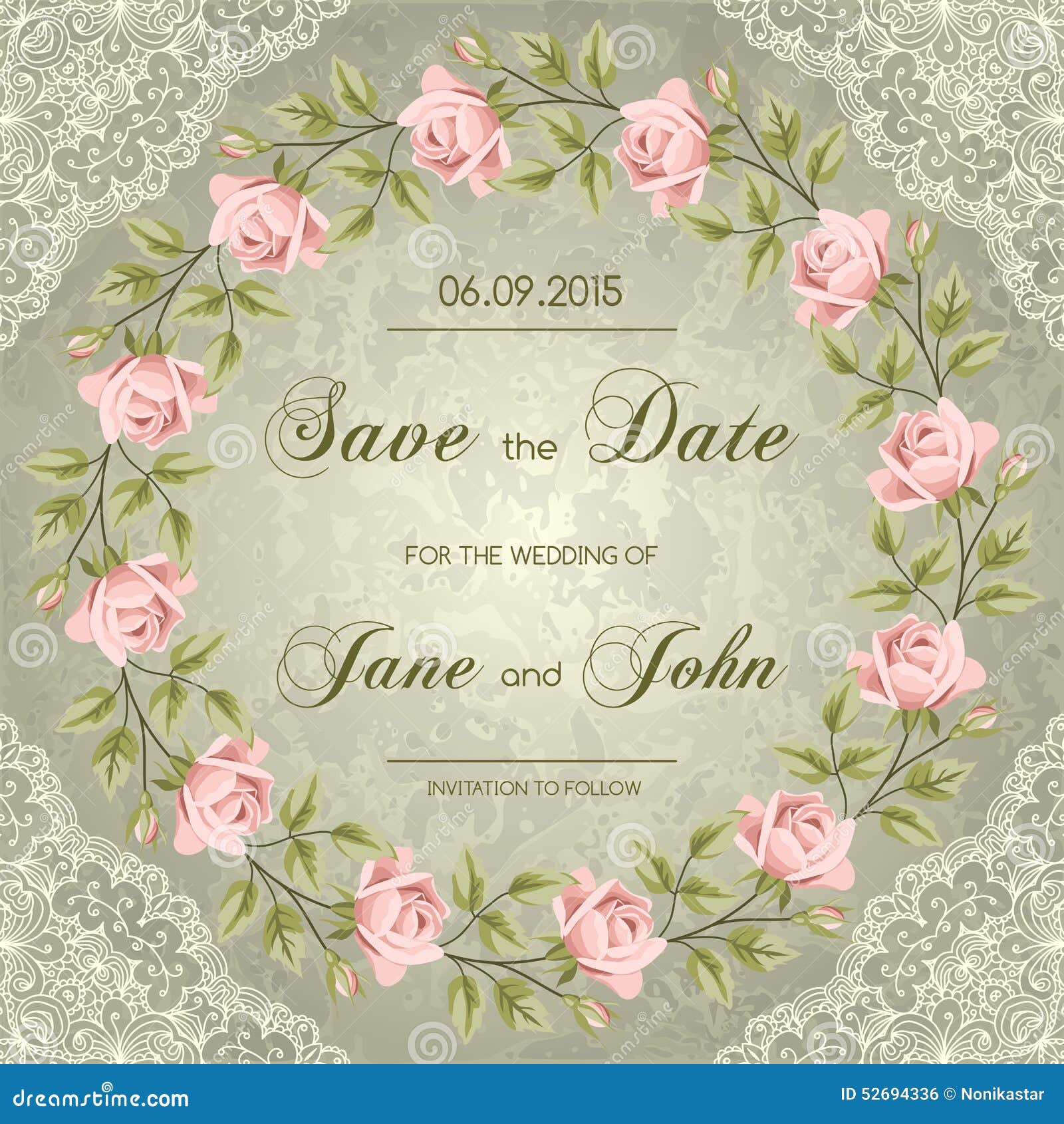 Download Vintage Wedding Invitation With Roses Stock Vector ...