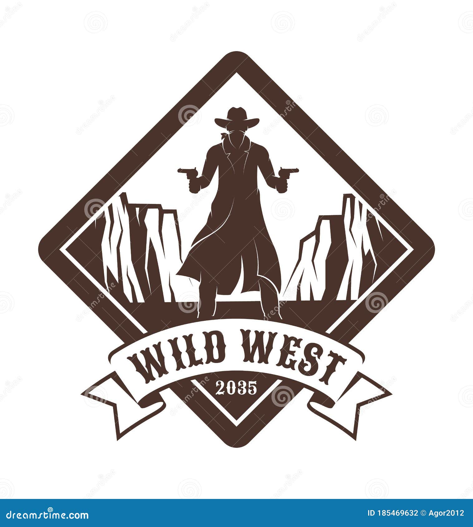 Download Vintage Western Emblem - Cowboy With Guns. Stock Vector ...
