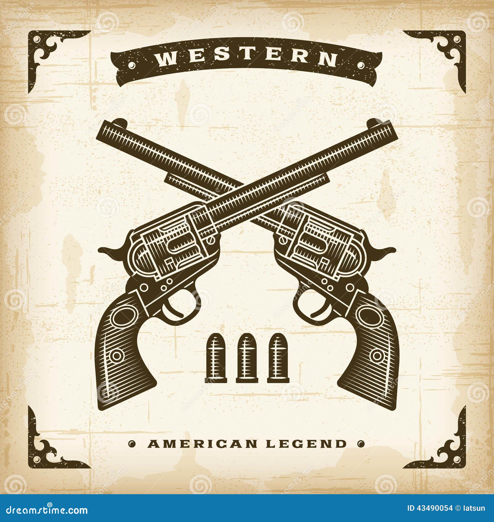Vintage Western Revolvers stock vector. Illustration of ...