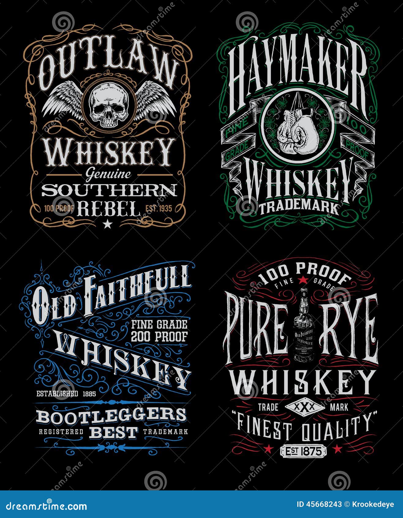 vintage whiskey label t-shirt graphic set