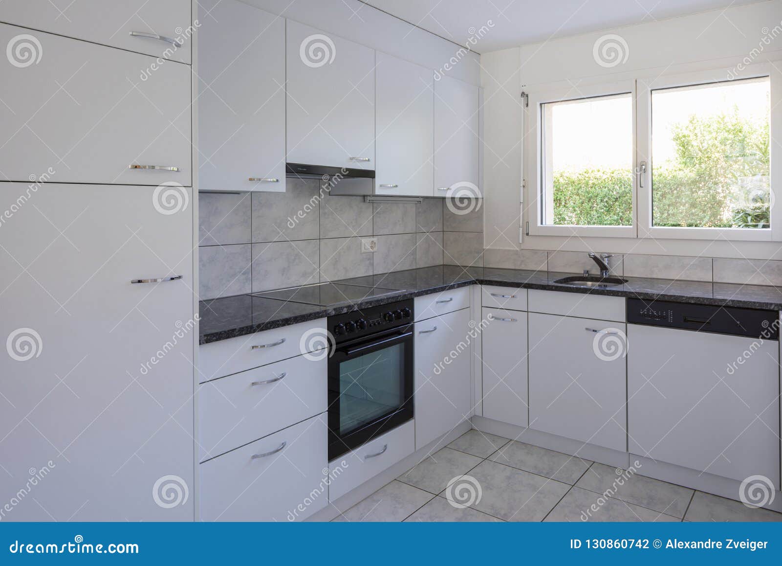 Vintage White Kitchen With Large Tiles Stock Photo Image Of Inside