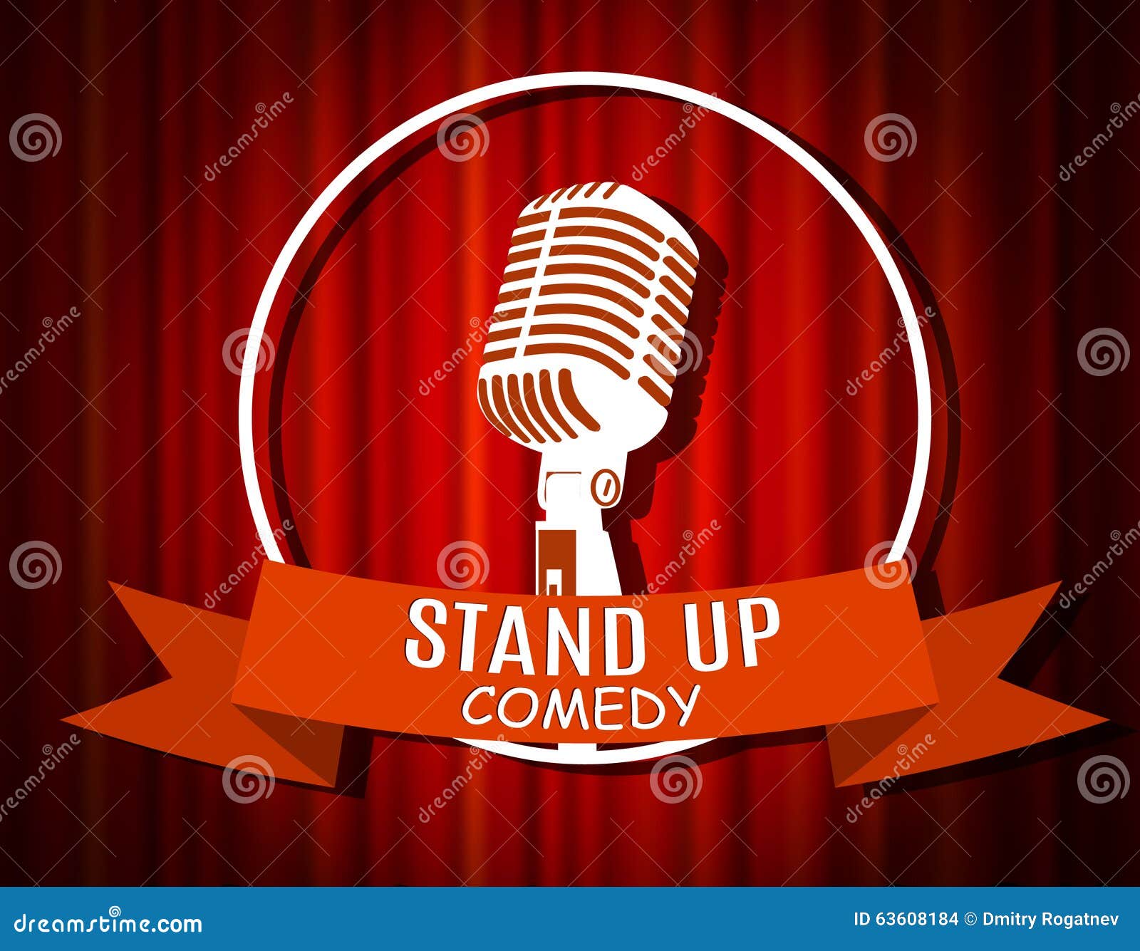 Podcast Microphone Icon Performance Comedy Stand Stock Vector