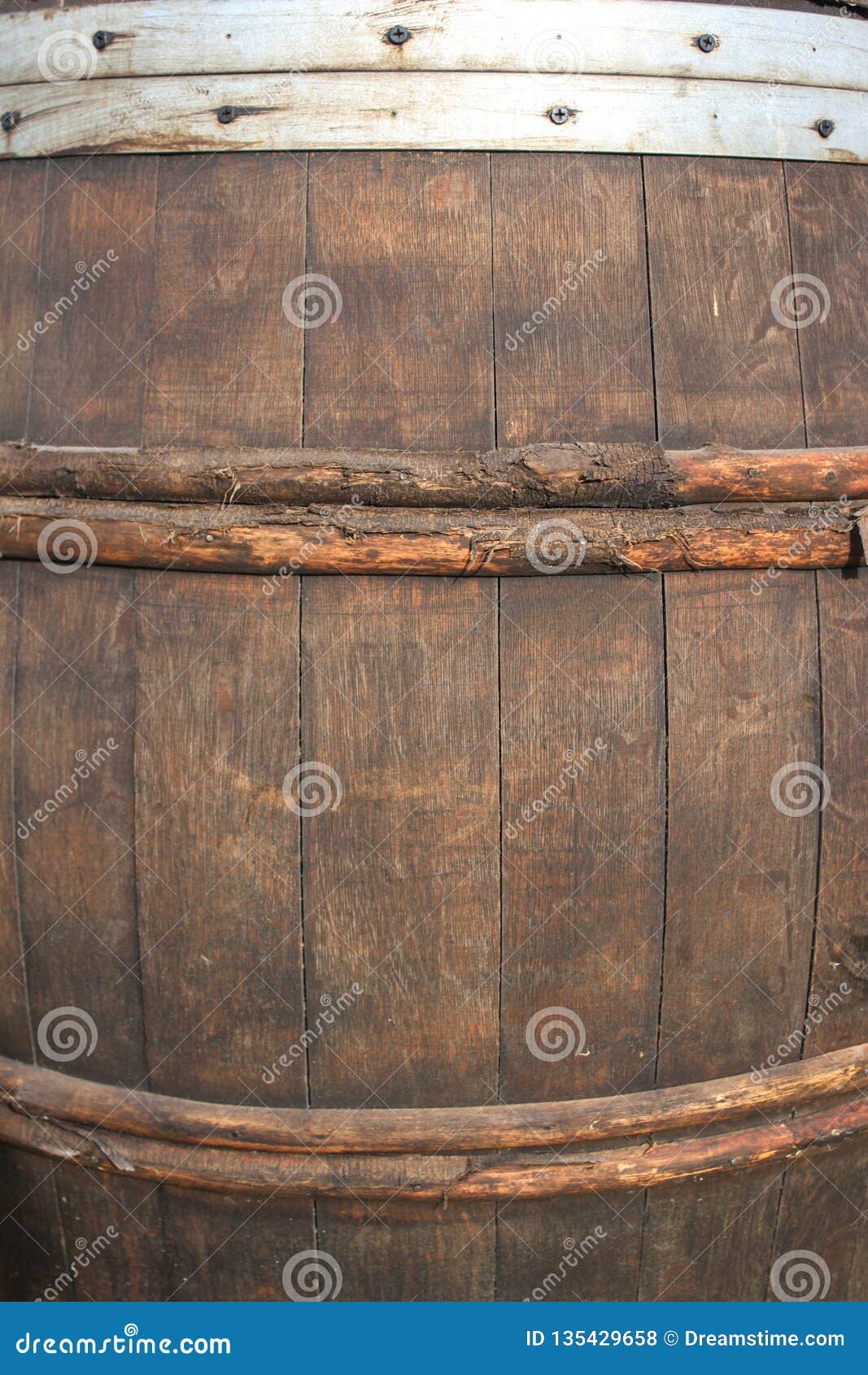 Wine Barrel Wooden Texture Background Metalic Stock Photo