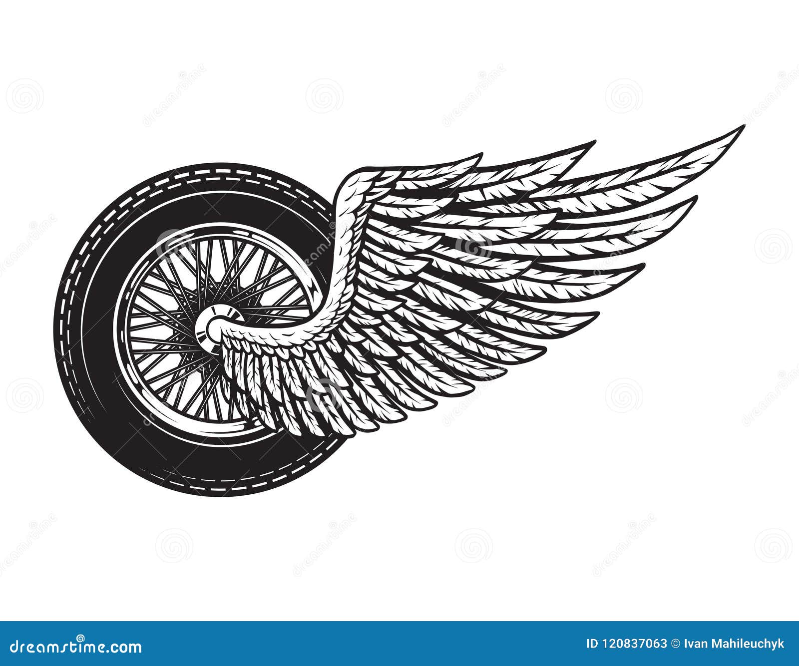 vintage winged motorcycle wheel concept