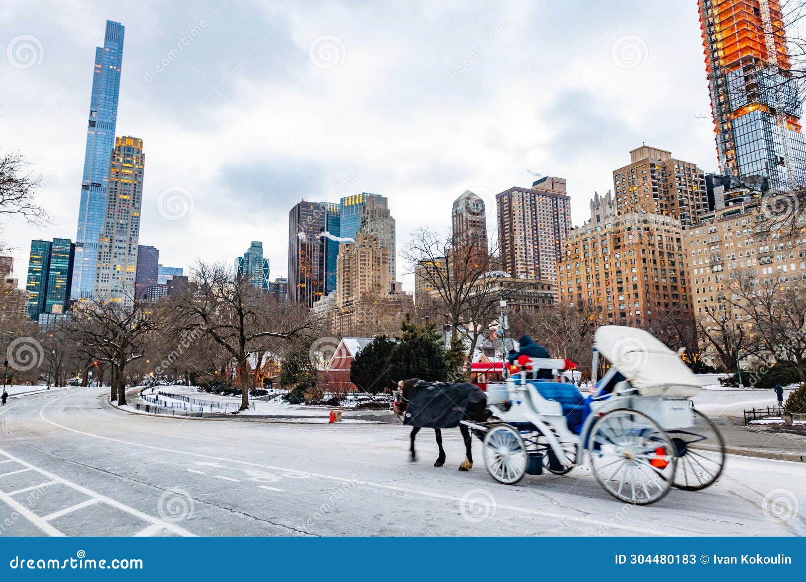 Vintage Winter View on Manhattan Cityscape Buildings from Central Park ...