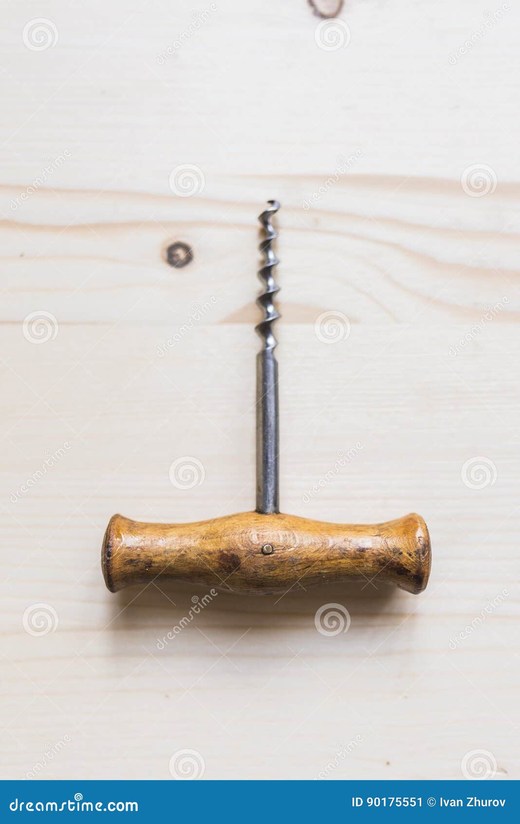 Vintage wood corkscrew 2 stock image. Image of store - 90175551
