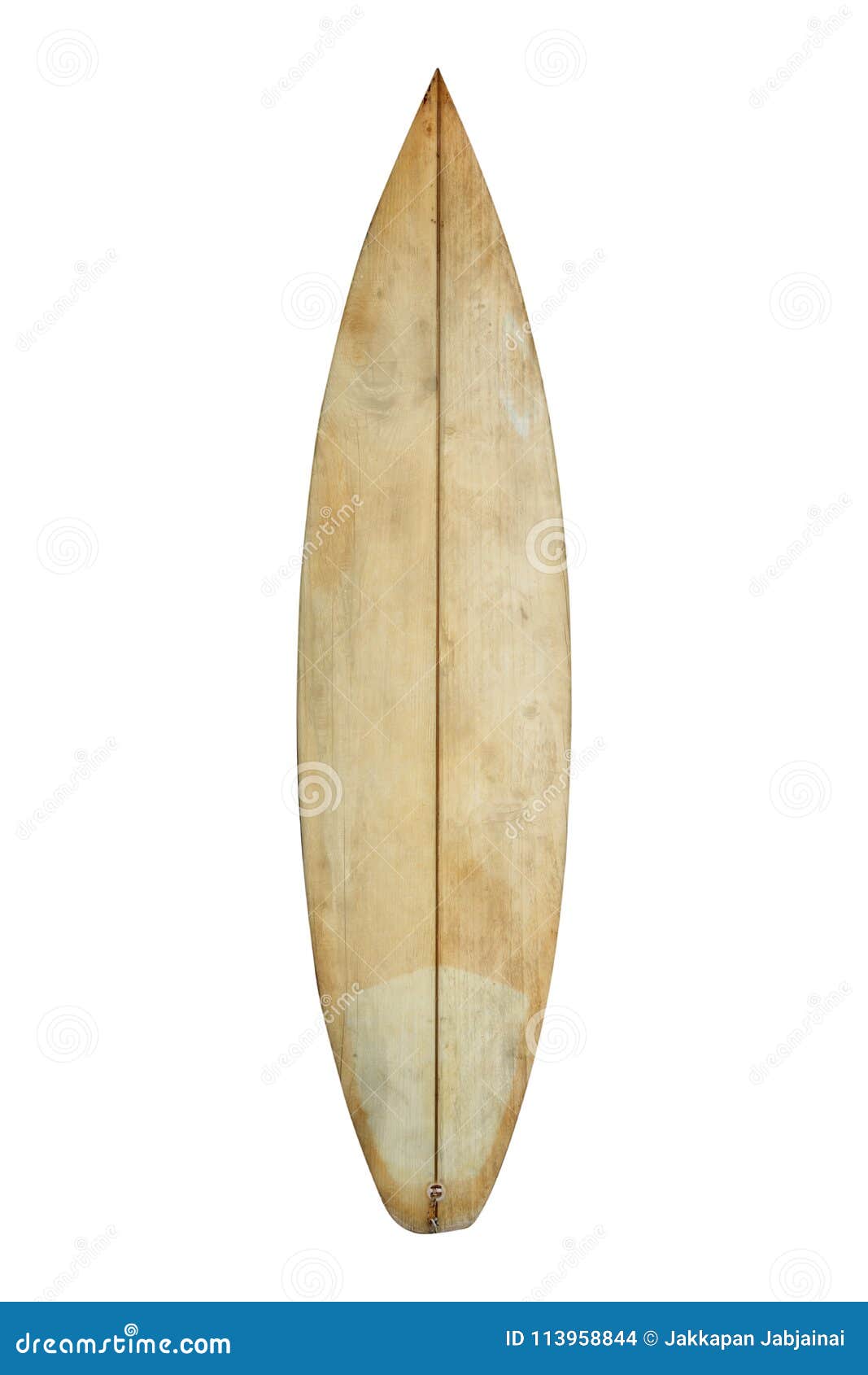 vintage wood surfboard  on white