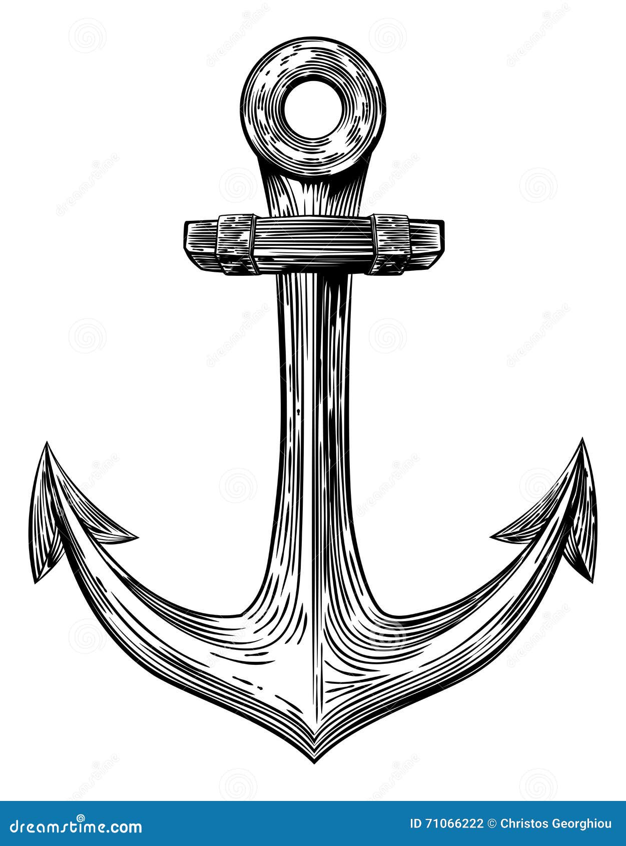 Vintage Woodcut Anchor stock vector. Illustration of sailor - 71066222