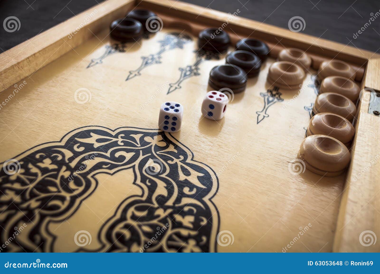 Vintage wooden backgammon stock photo. Image of detail 63053648