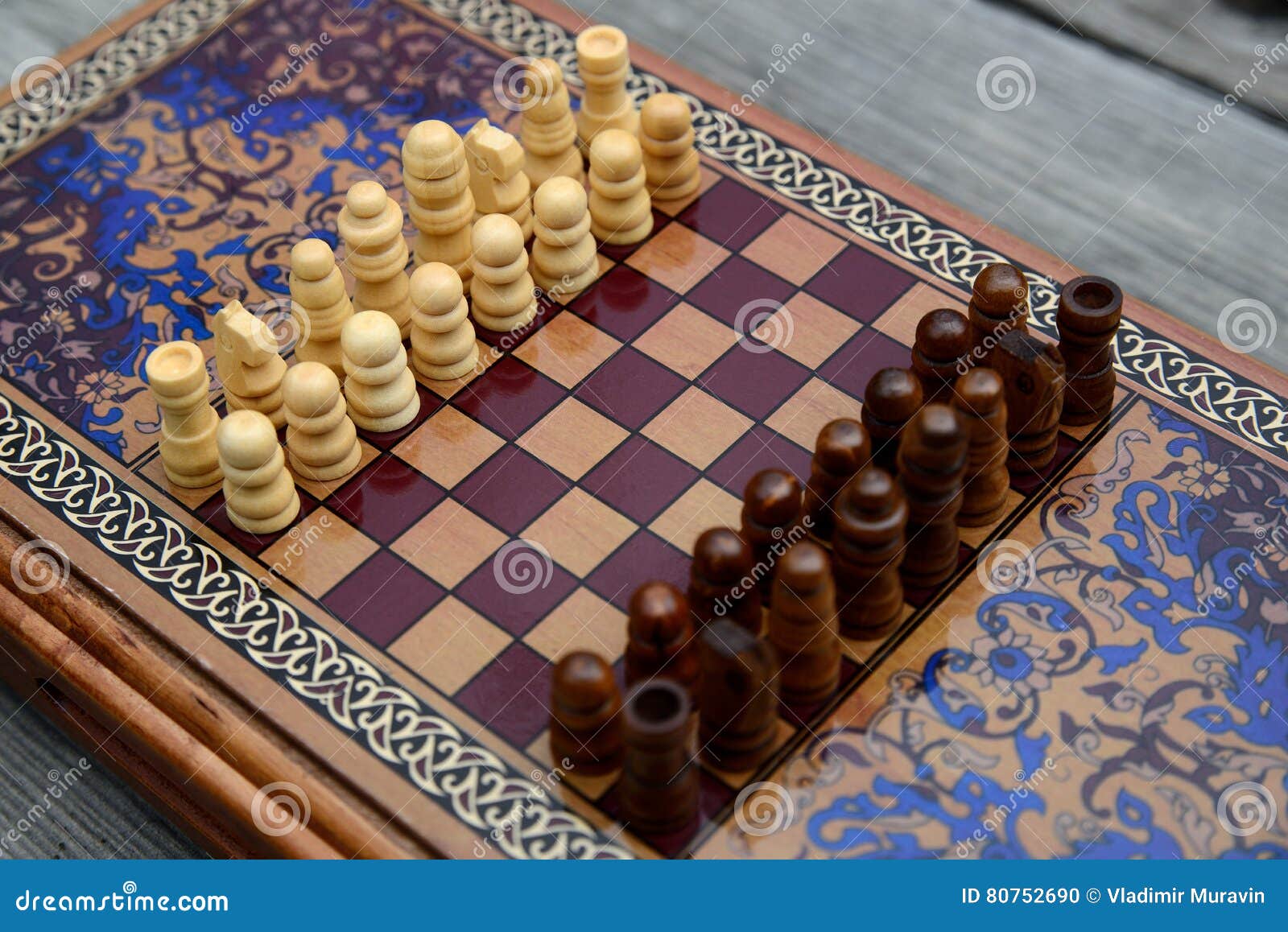 Vintage Wooden Chess on a Board Stock Photo Image of king, leadership