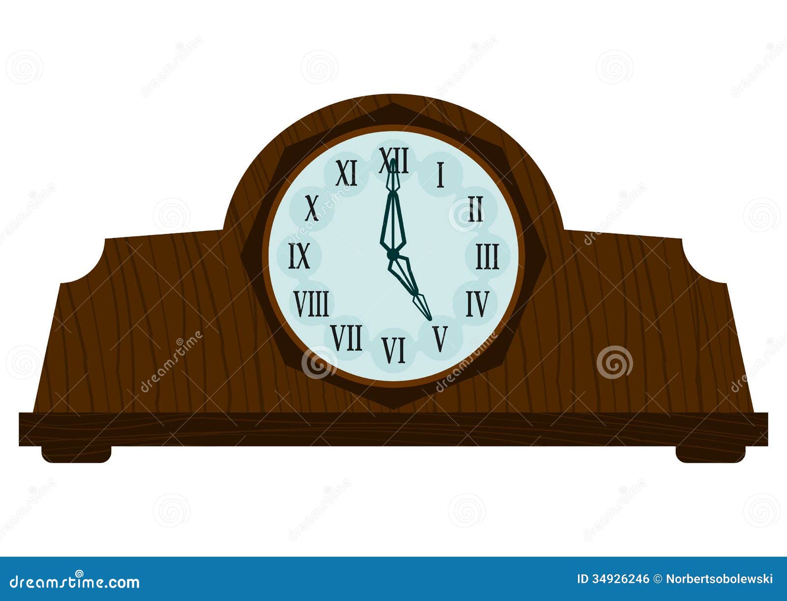Vintage wooden clock stock vector. Image of antique 