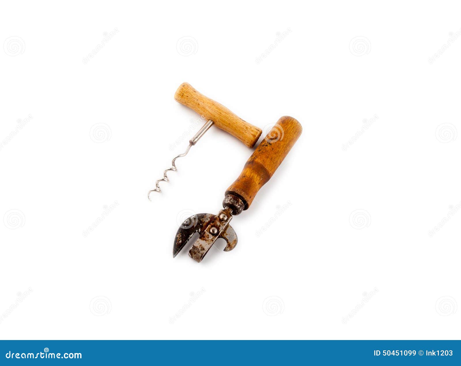 Vintage Wooden Corkscrew and Opener Stock Image - Image of object