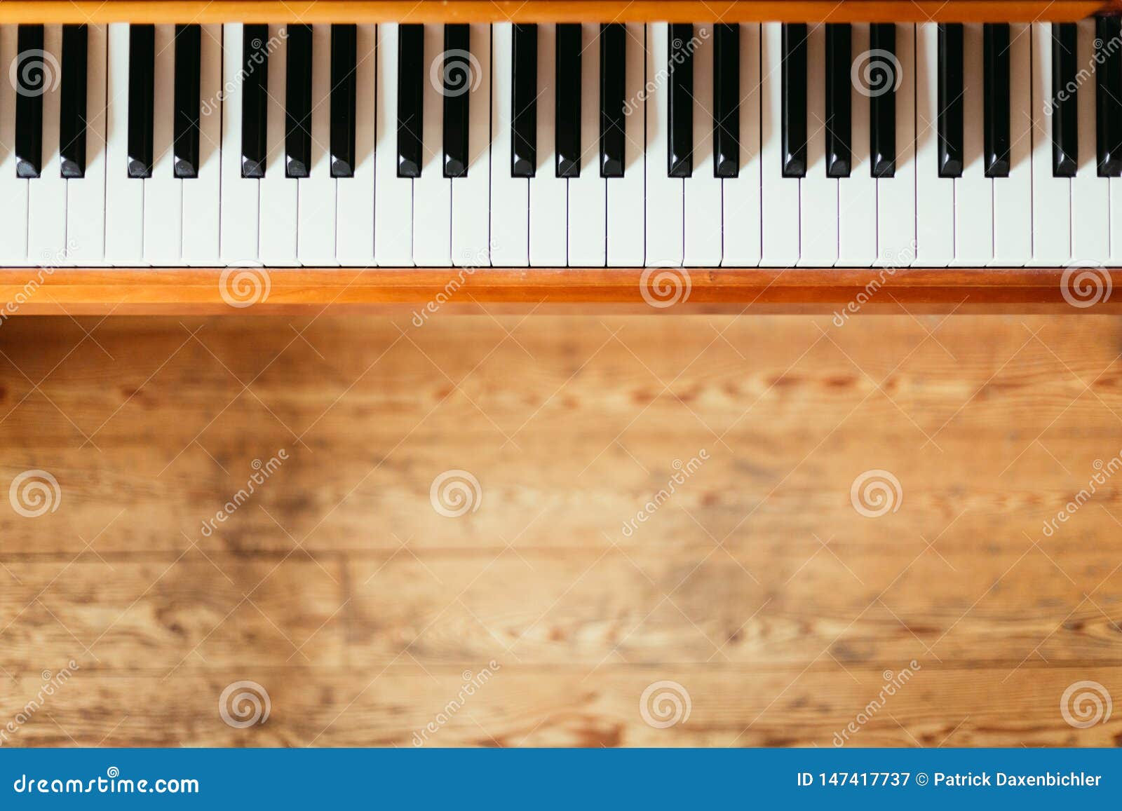 Vintage Wooden Piano Keys In The Foreground Wooden Floor With