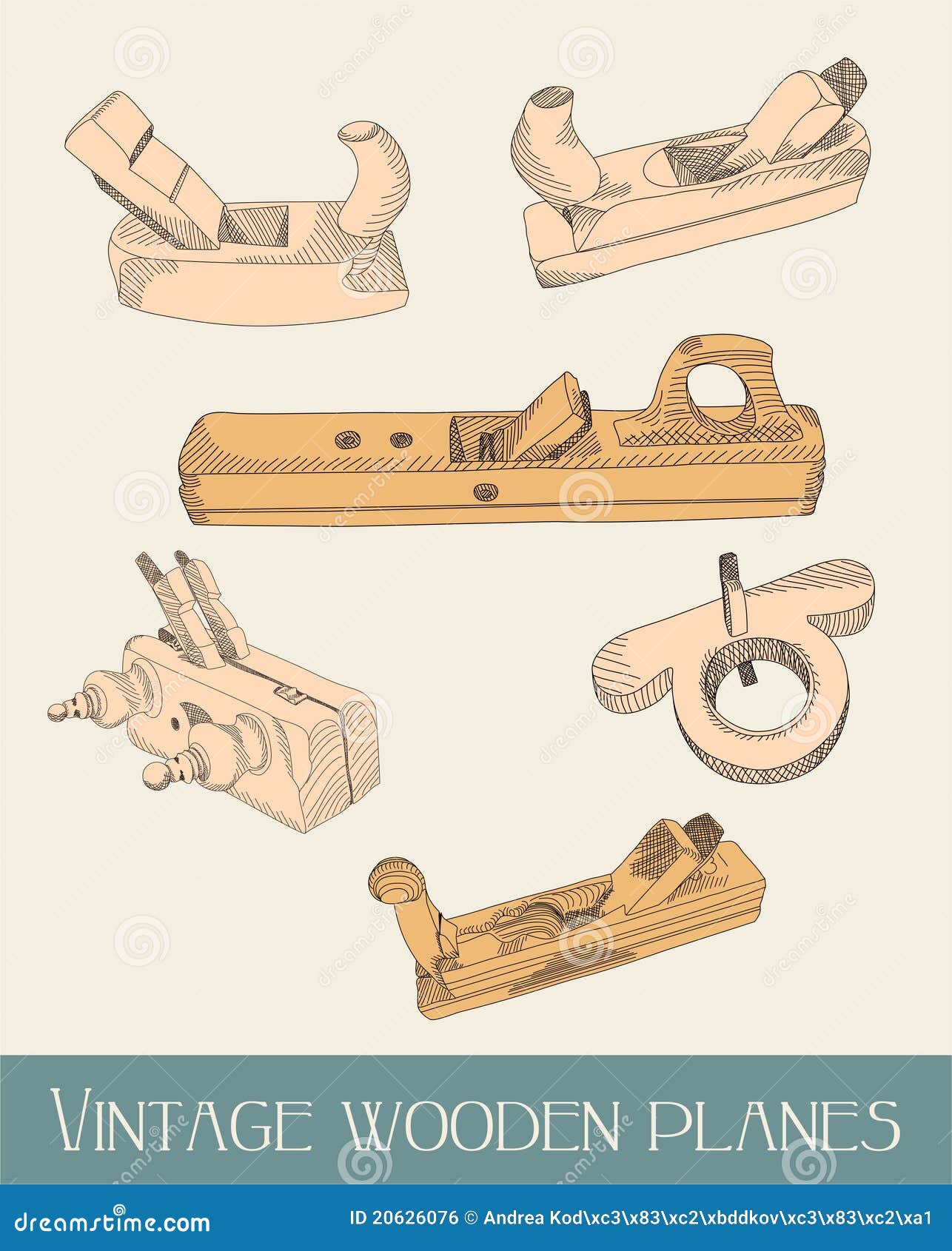 Vintage Wooden Planes - Illustration Stock Vector - Illustration of
