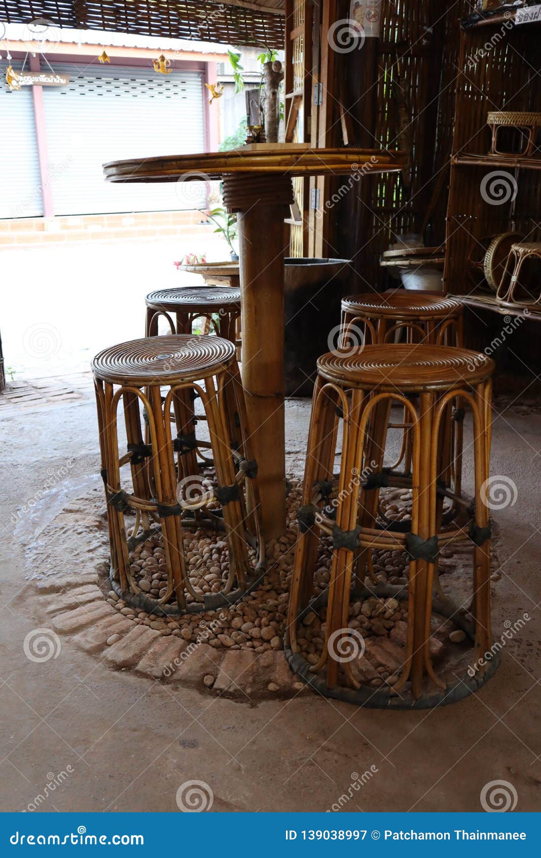 Vintage Wooden Table and Chairs, Sitting Corner Stock Image Image of