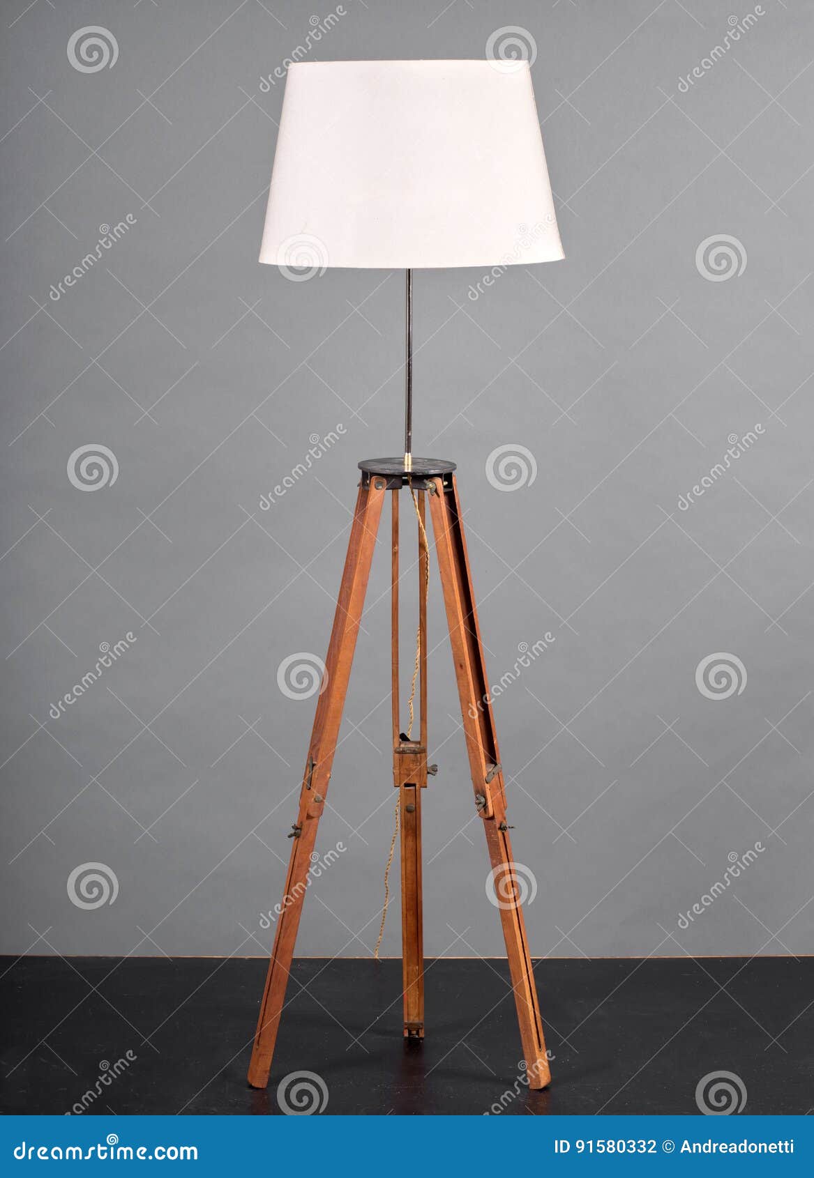 Vintage Wooden Tripod Lamp Stock Photo Image Of Furniture 91580332