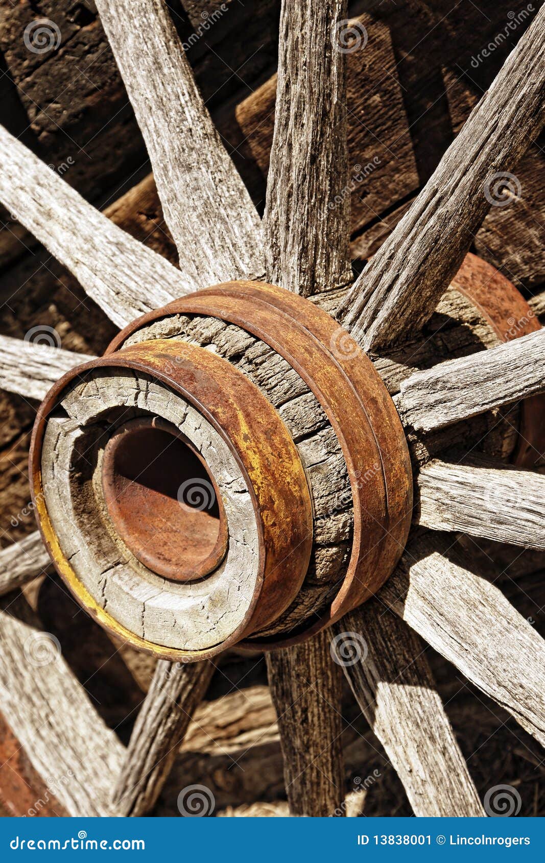 Wooden Wagon Wheels From Horse Carriages Royalty-Free Stock Image