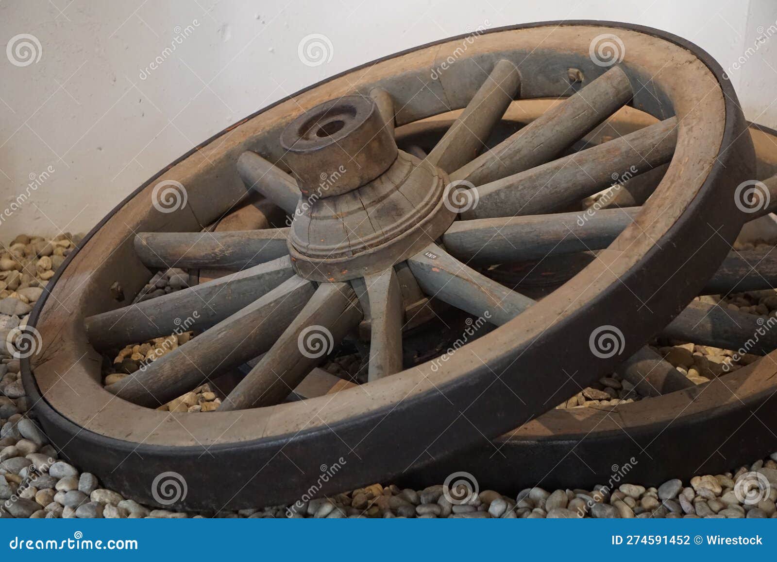 vintage wooden wheel with a worn and weathered surface