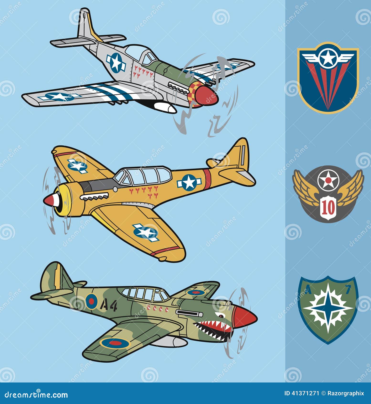 vintage world war ii fighter planes set 1