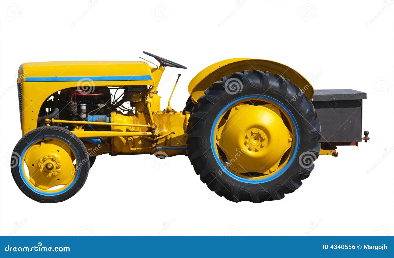 Vintage Yellow Tractor stock photo. Image of horsepower 4340556