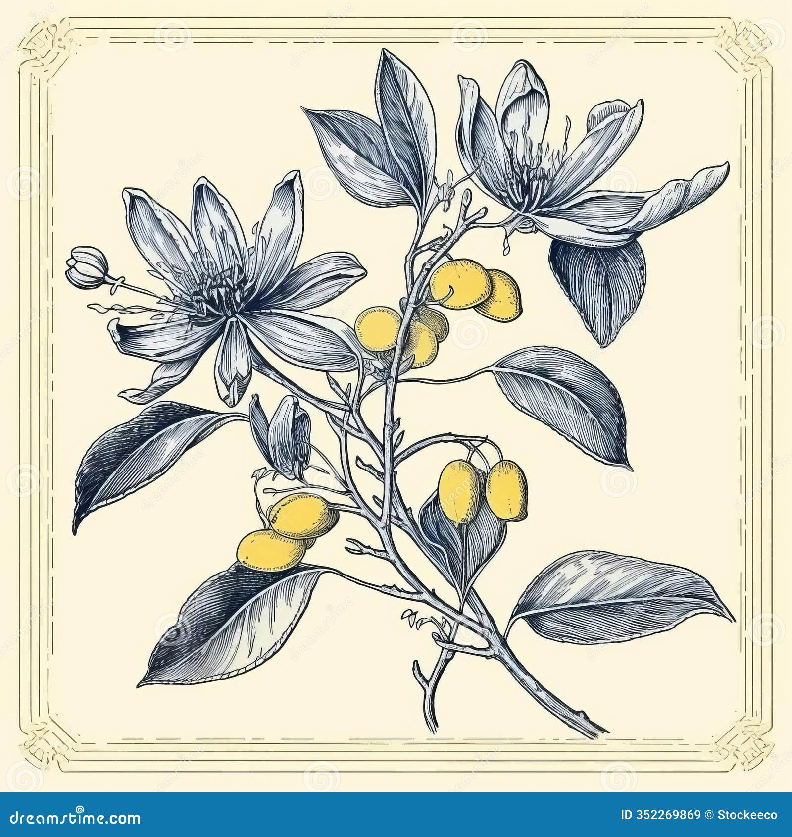 vintage ylang-ylang stamp print on white background image