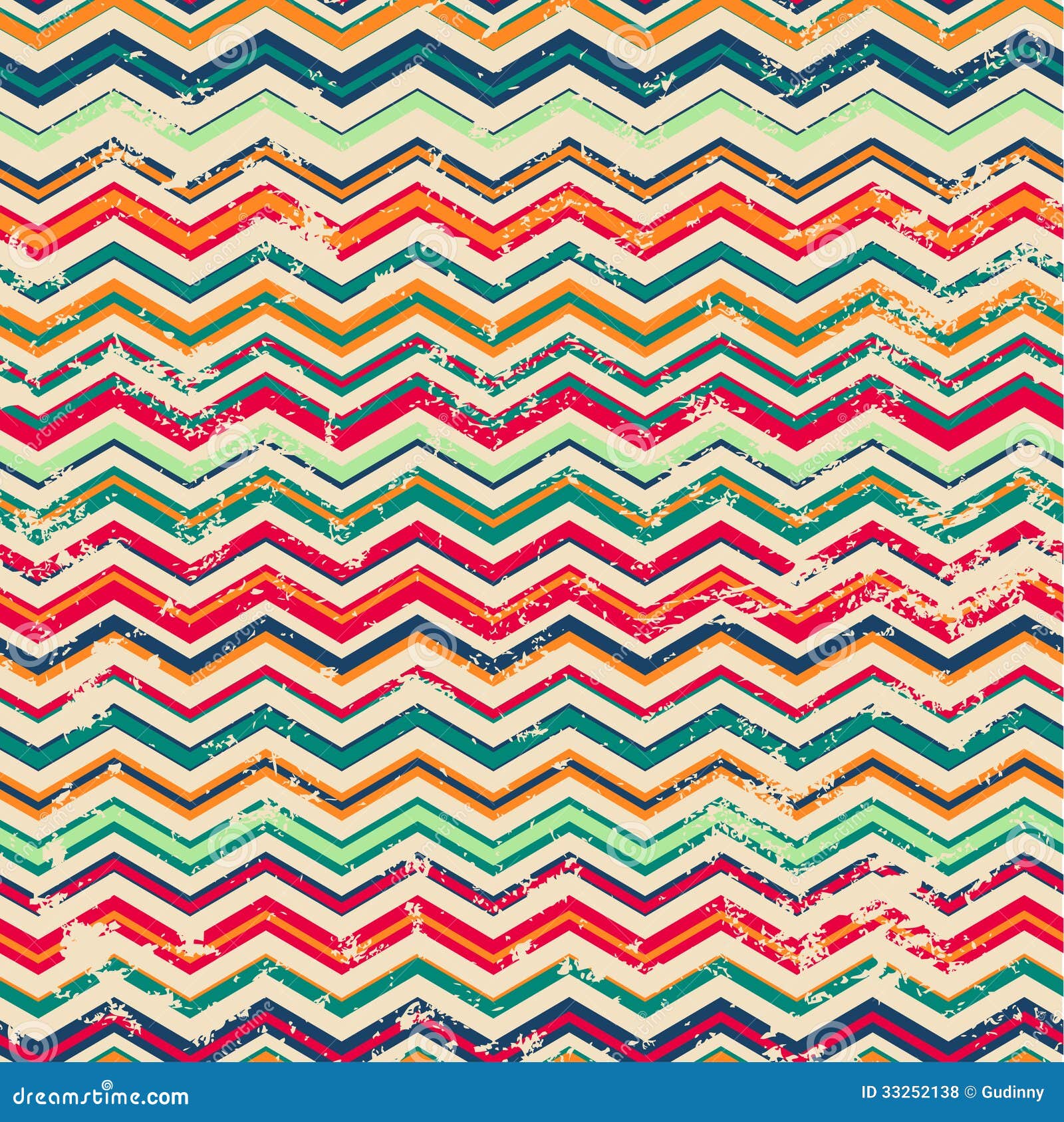 Vintage Zigzag Seamless Pattern with Grunge Effect Stock Illustration