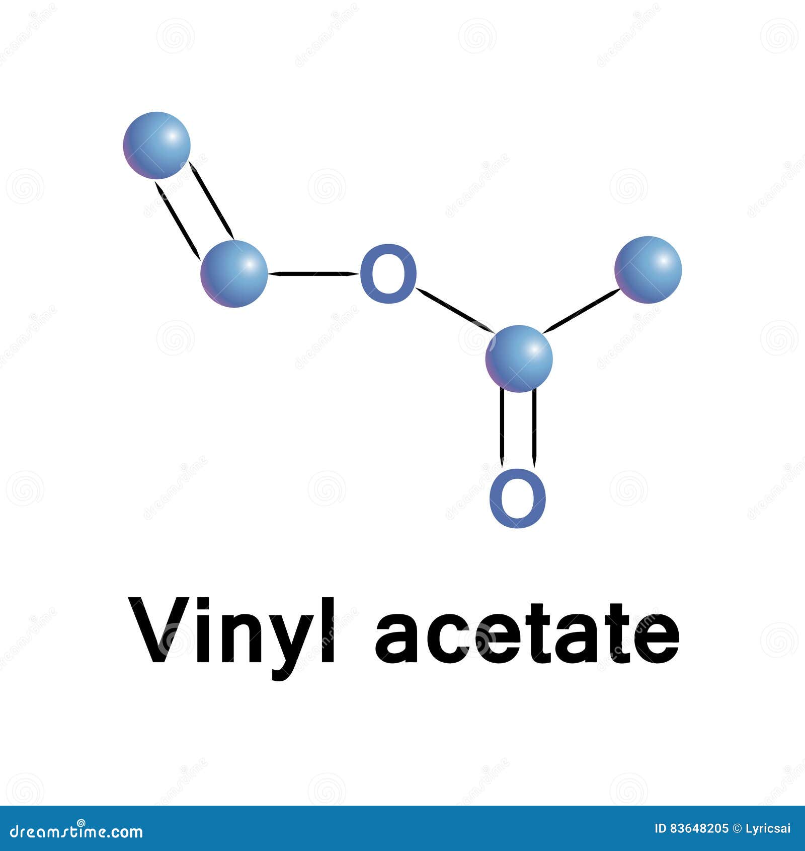 Vinyl acetate molecule stock vector. Illustration of ester 83648205