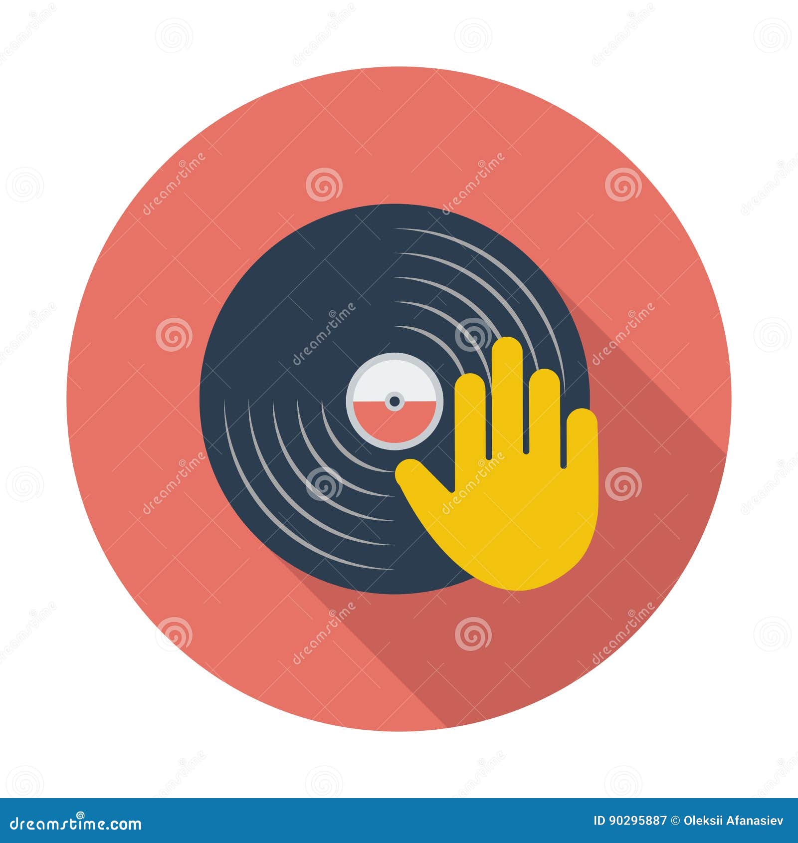 Vinyl disc whit hand. stock vector. Illustration of nightlife - 90295887