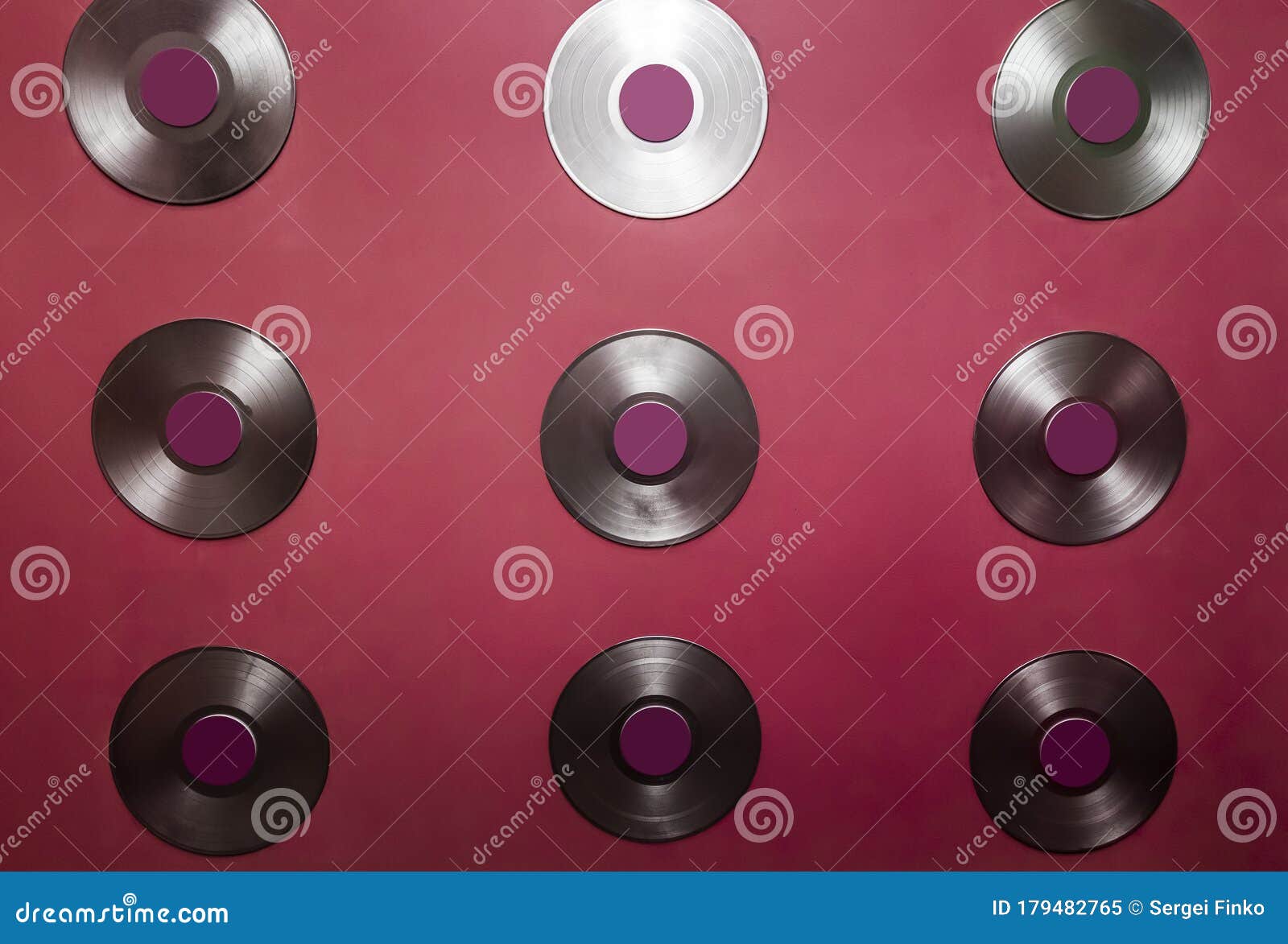 Vinyl discs on the wall stock image. Image of indoors 179482765