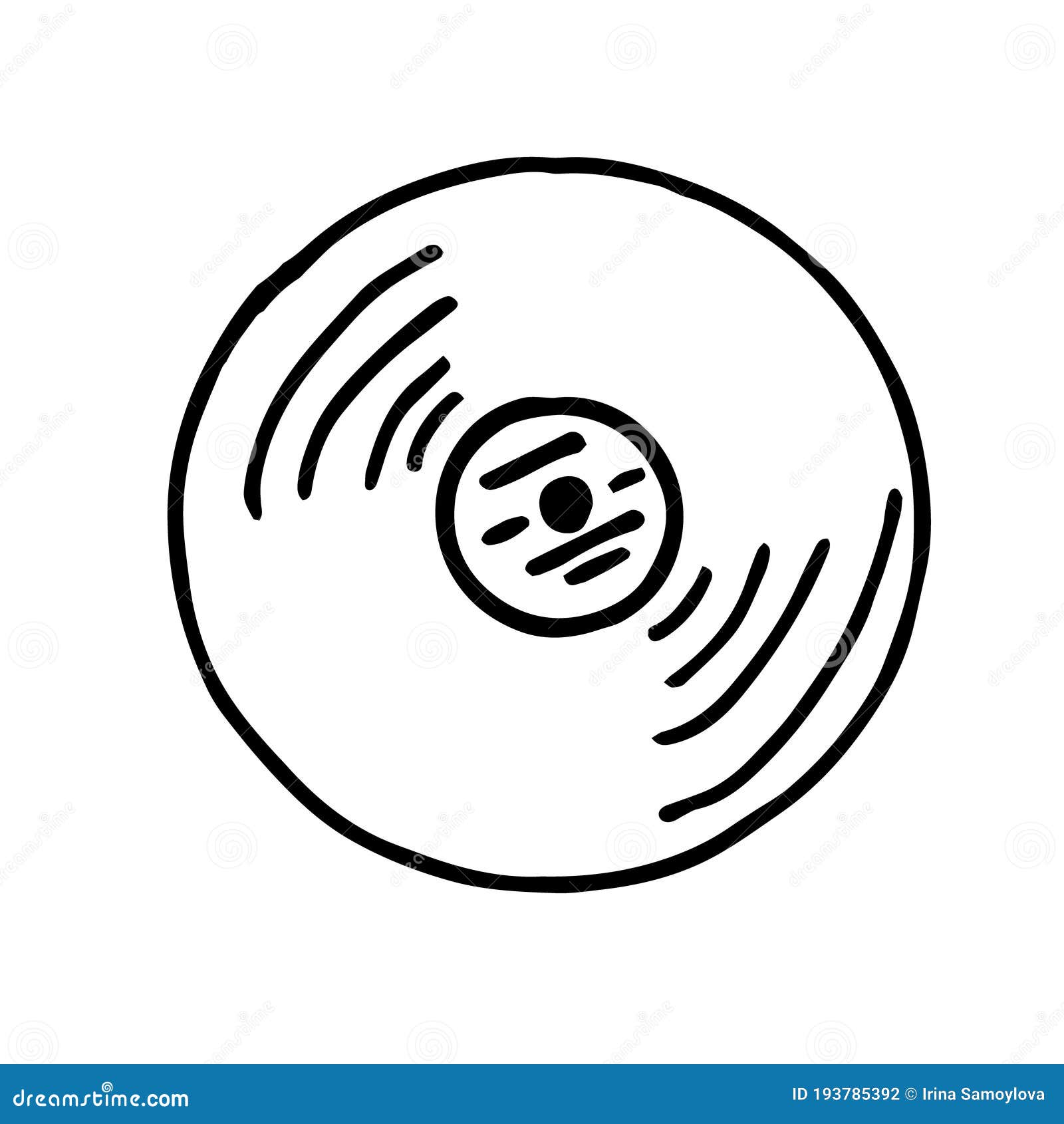 Vinyl Gramophone Record Hand Drawn in Doodle Style. Scandinavian ...