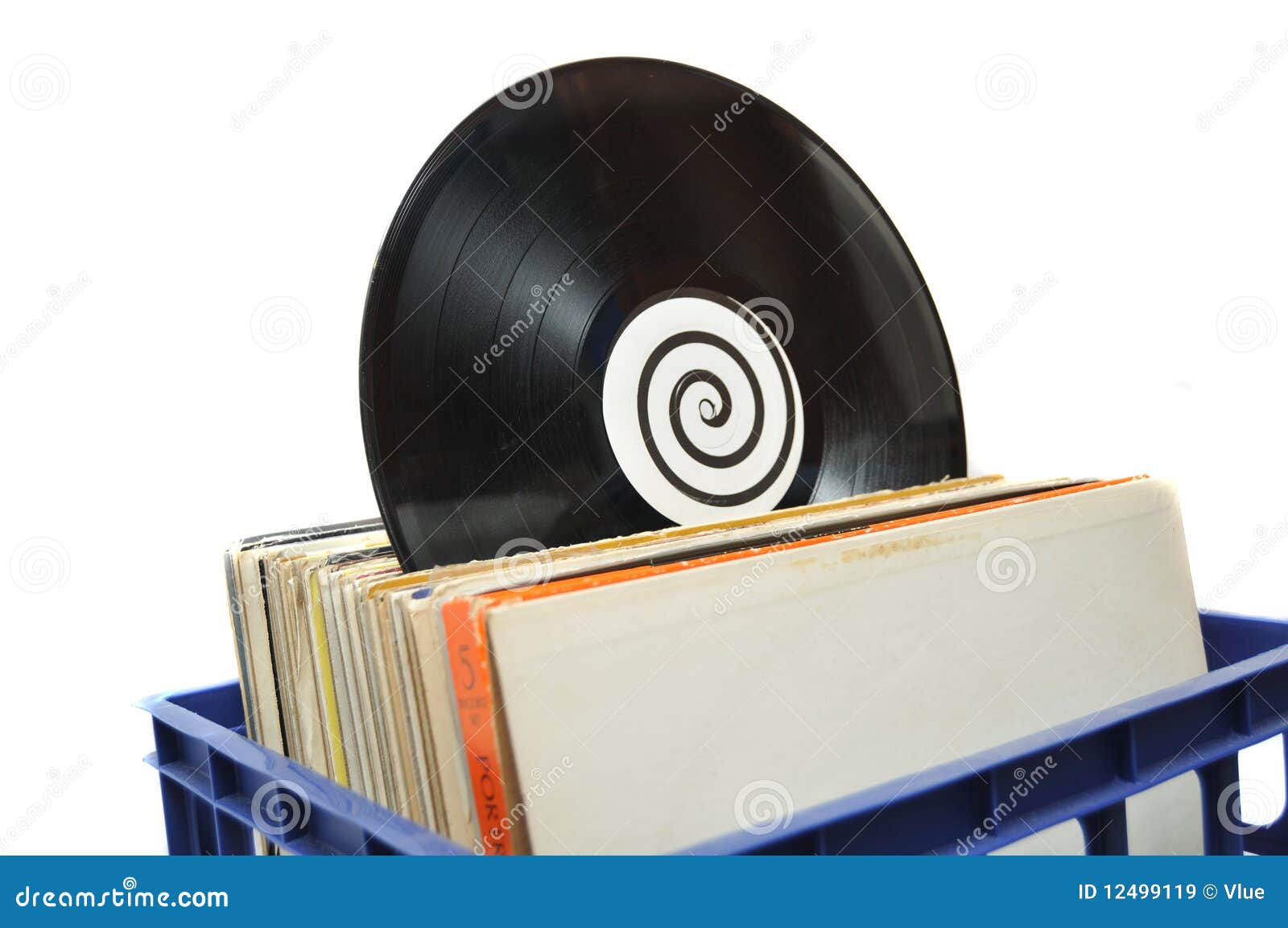 vinyl lp record collection in crate