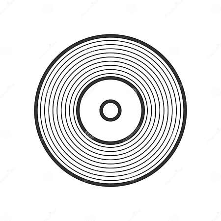 Vinyl LP Record Outline Flat Icon on White Stock Vector - Illustration ...