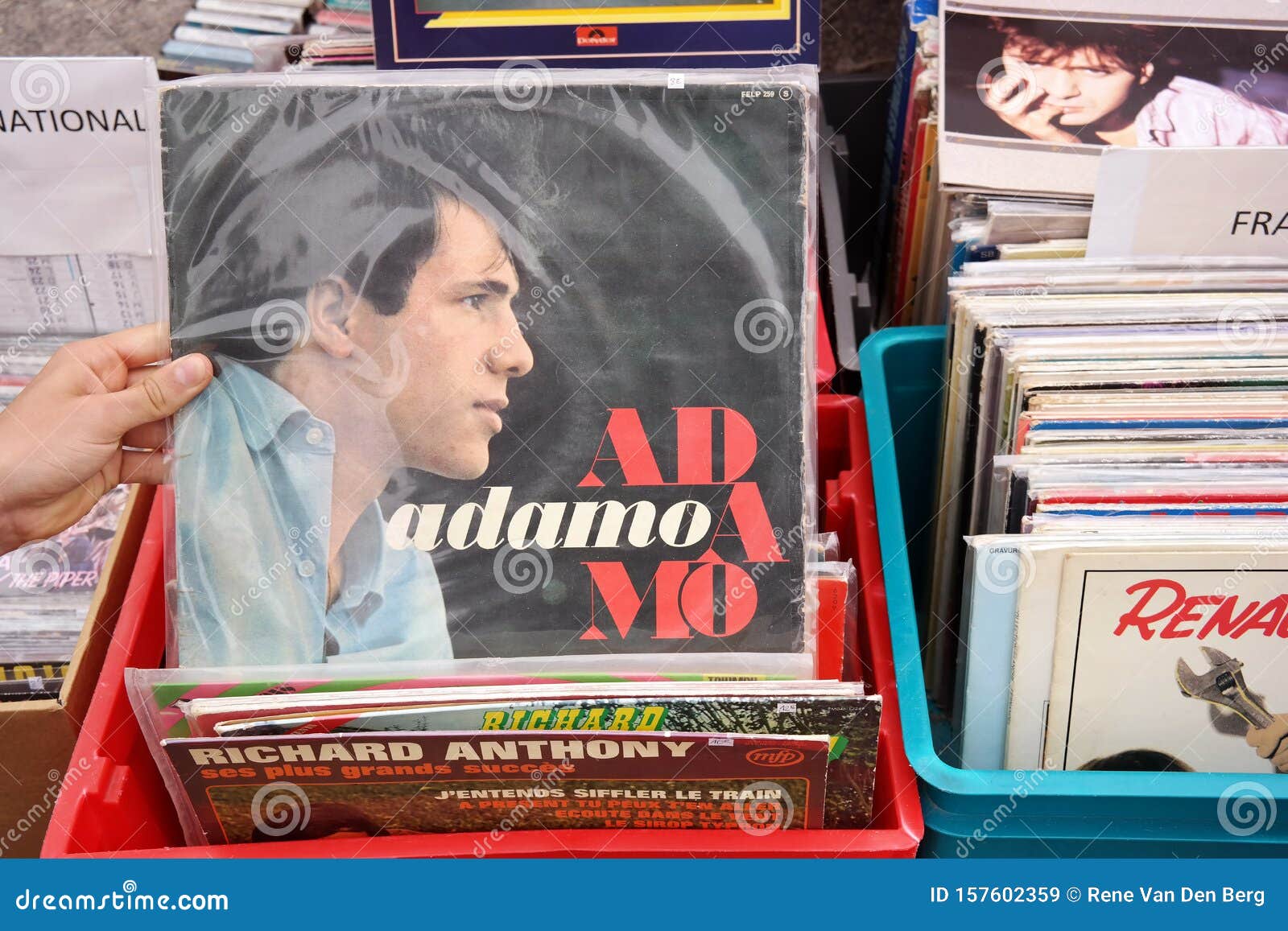 Vinyl Record Album: Adamo editorial stock image. Image of hand - 157602359