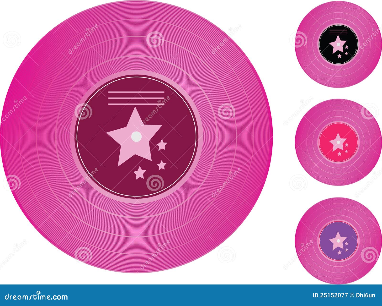 Vinyl Record. Collection Records of Pink Stock Vector Illustration of