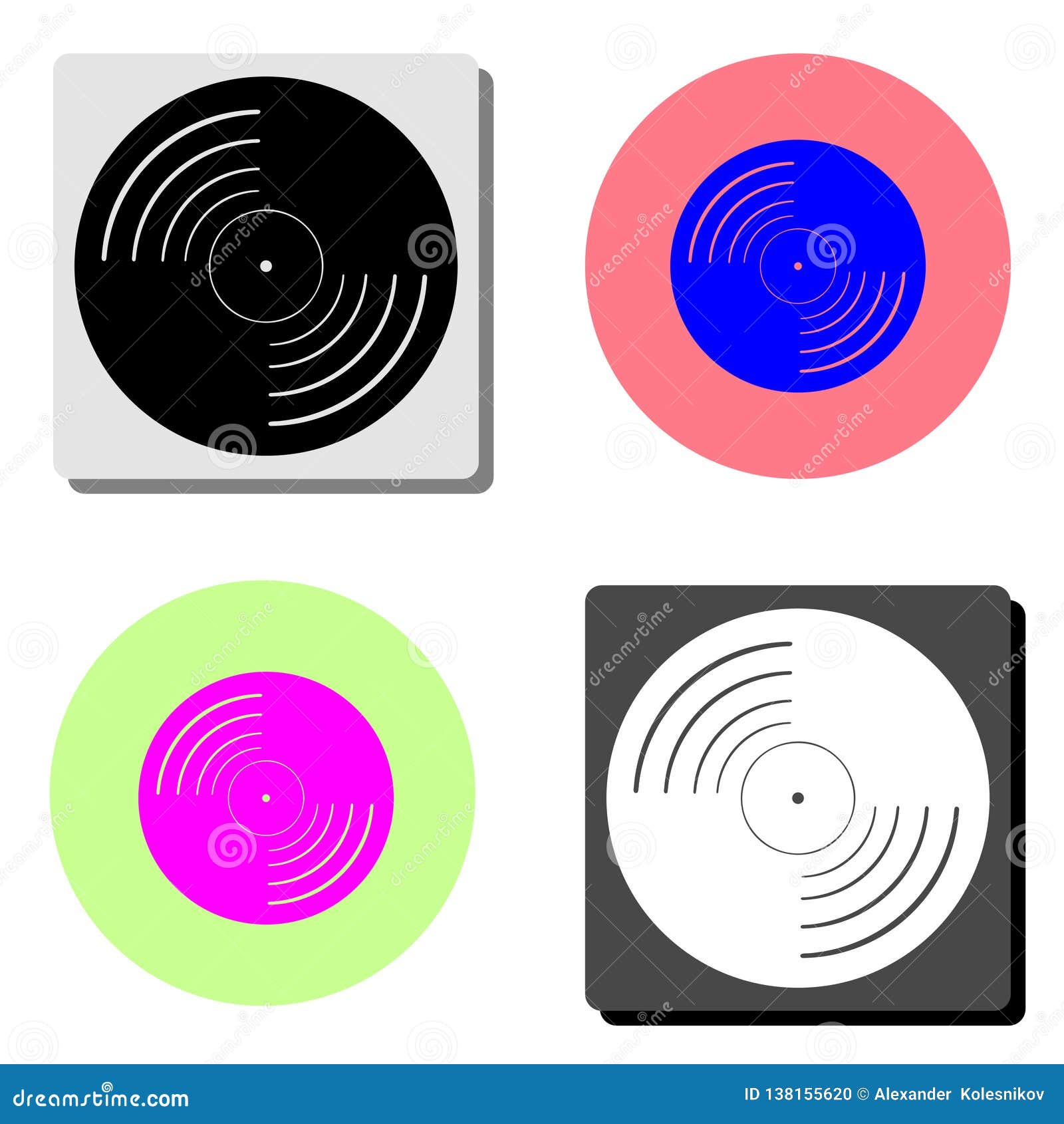 vinyl record. flat  icon