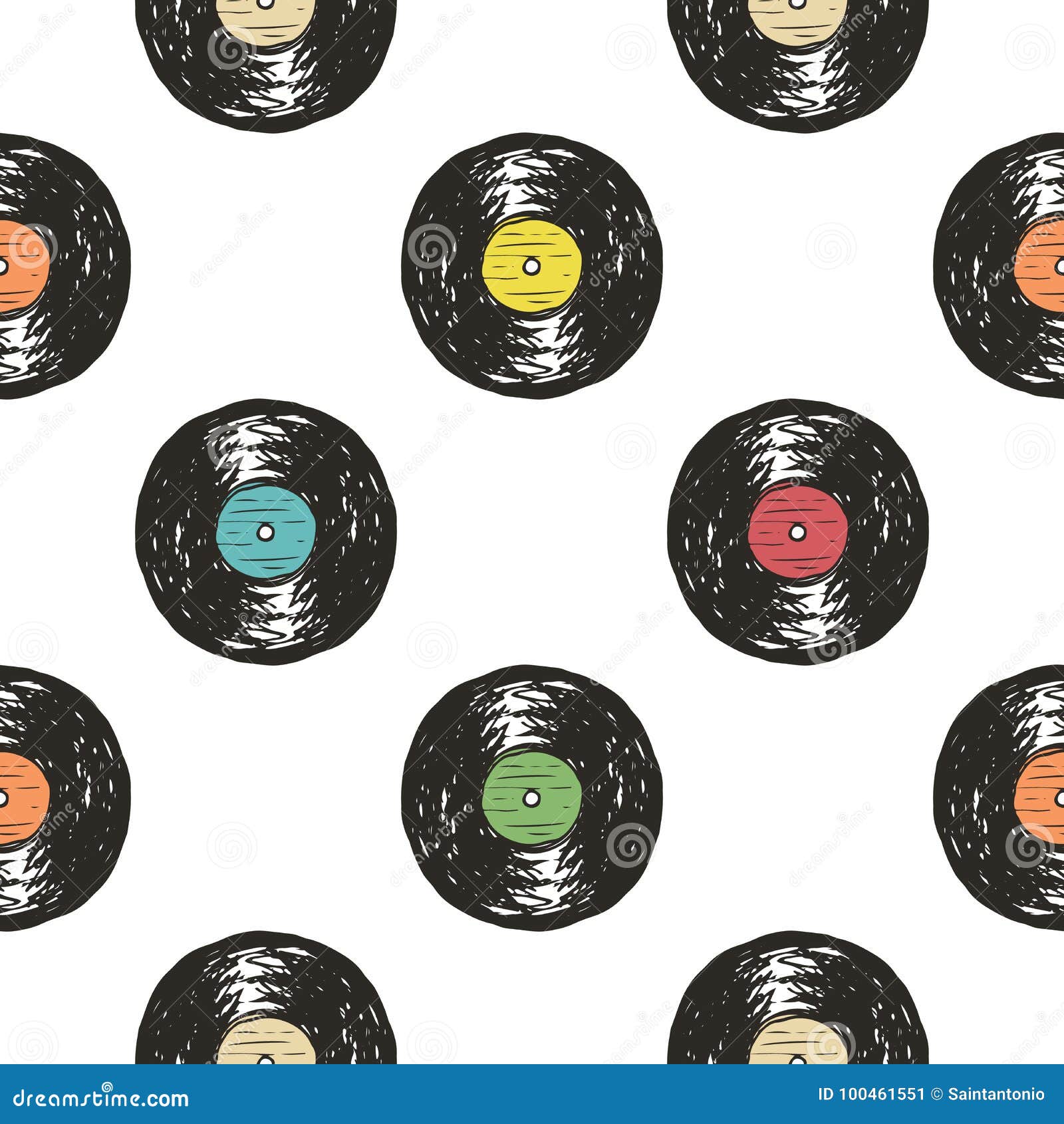 vinyl record vintage seamless pattern hand drawn label sketch grunge