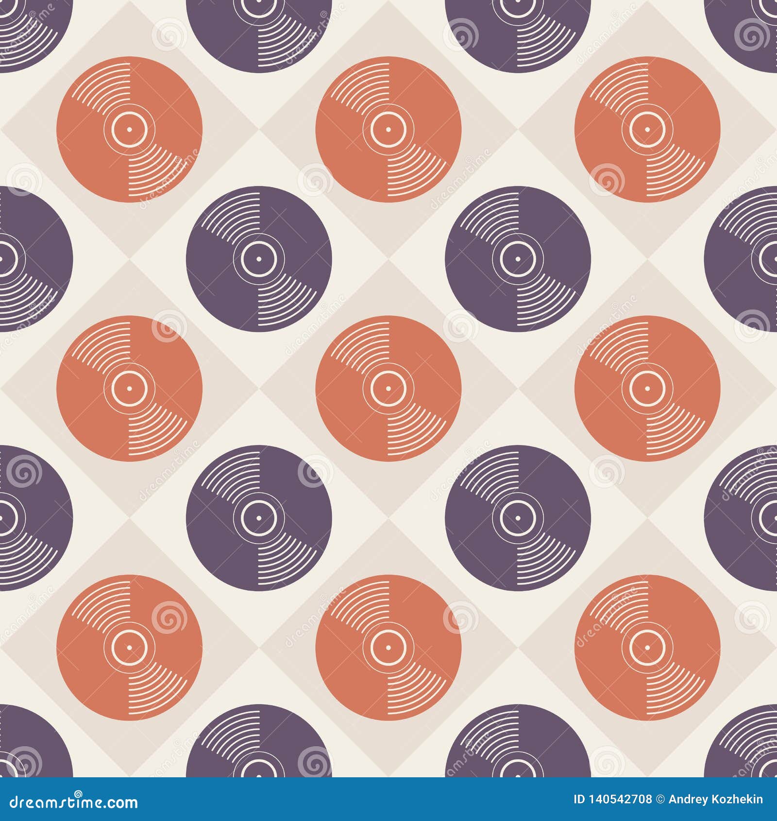 vinyl records seamless pattern. music endless background. creative style. retro colors.