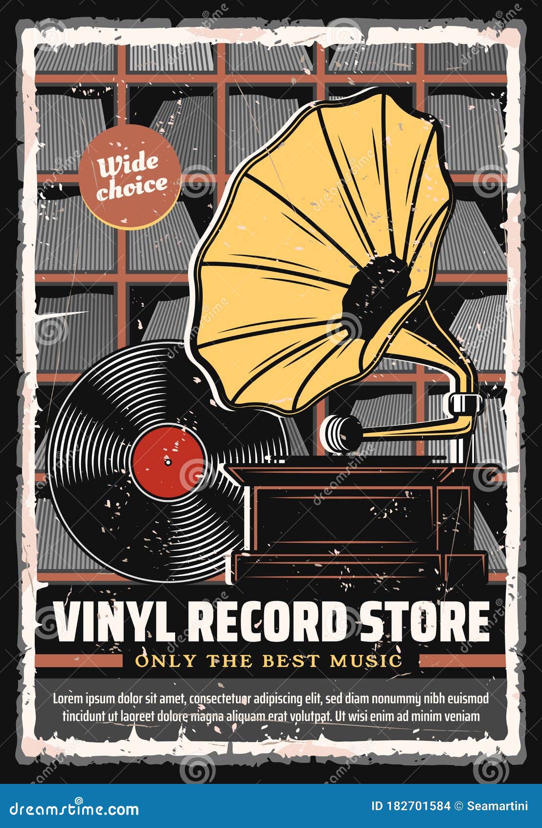Vinyl Records Shop, Retro Poster of Music Store Stock Vector - of choice, classic: