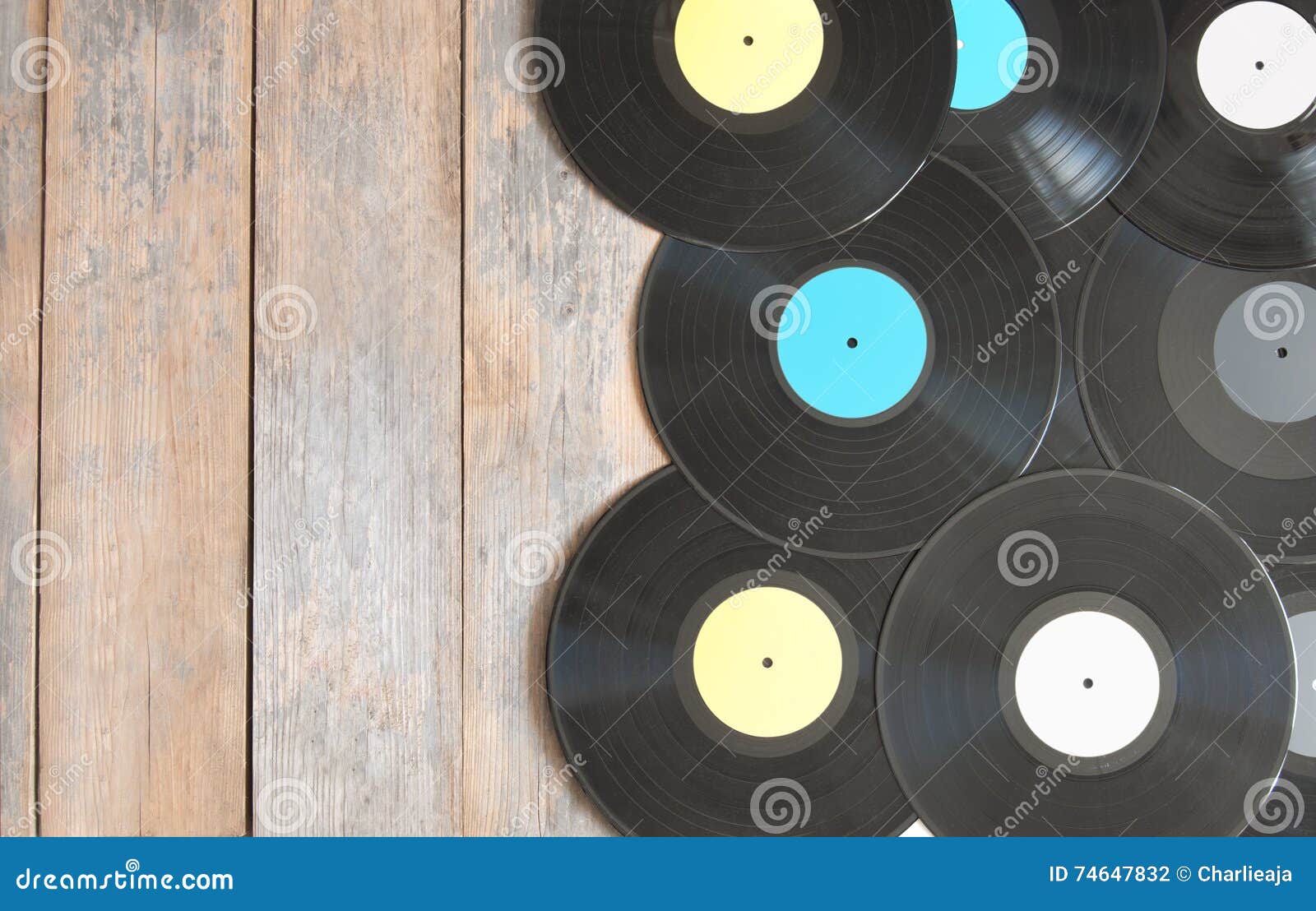 vinyl records with space