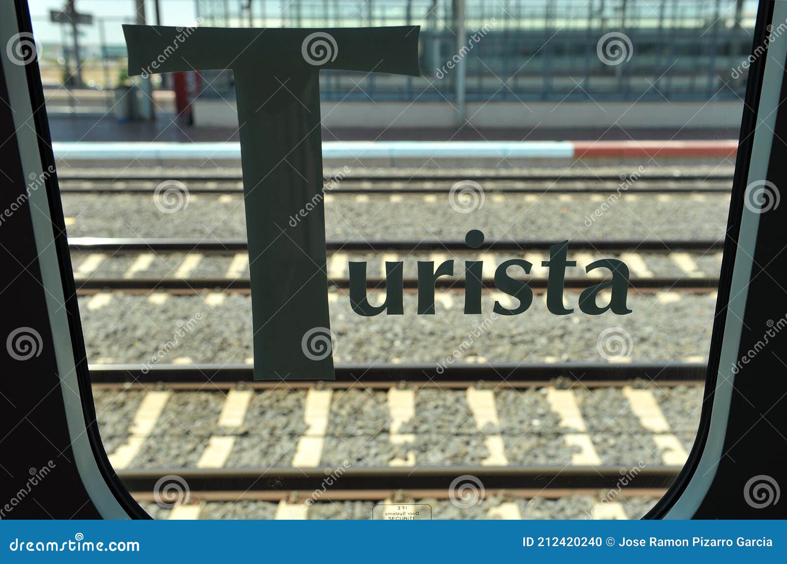 window of a tourist class -clase turista- train wagon, spain