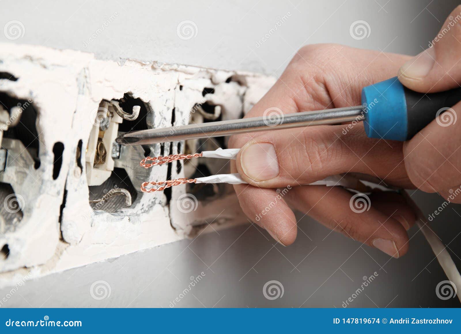 Violation of Electrical Safety Rules, Damaged Socket in the Wall Stock