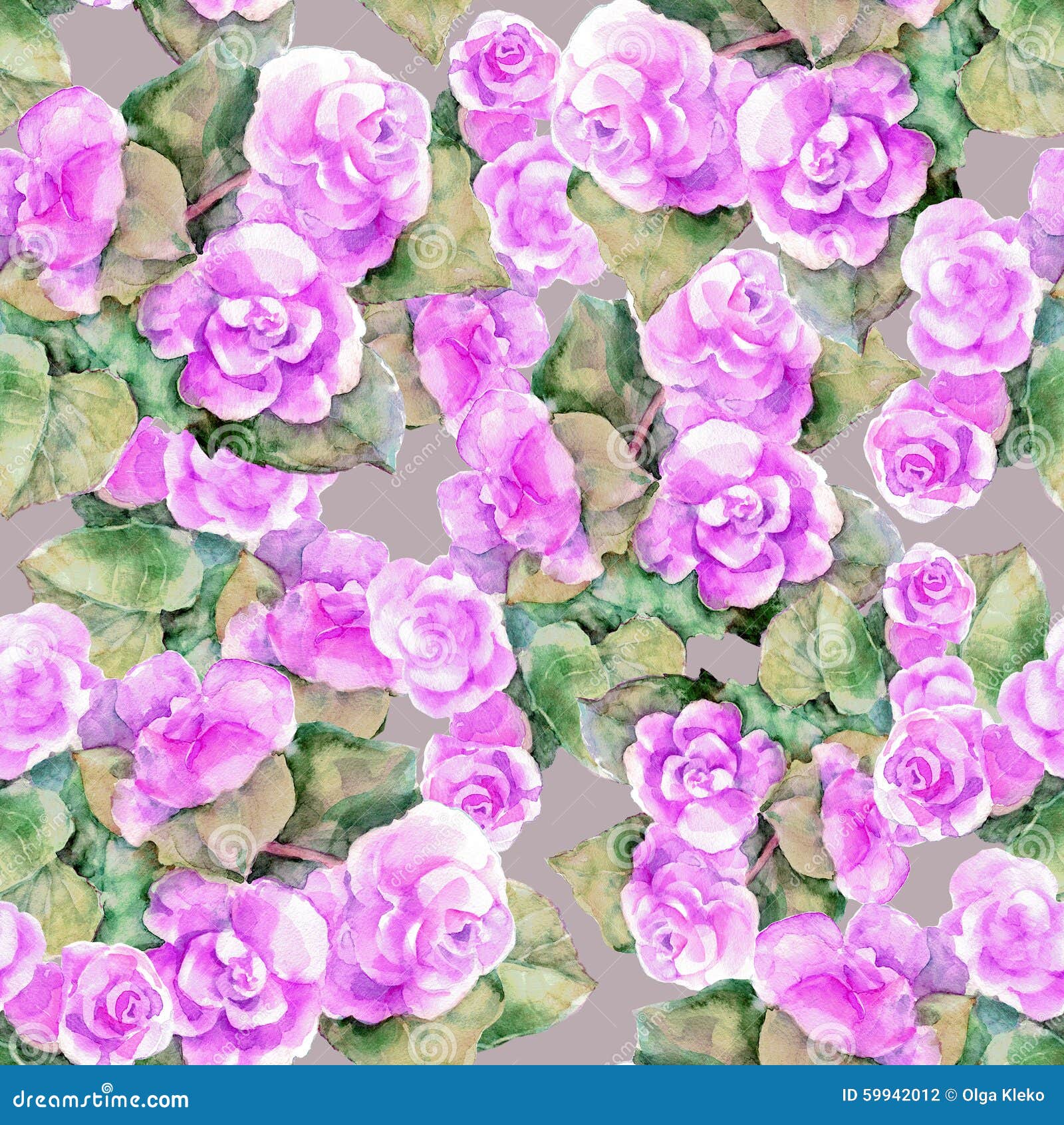 Violet Begonia Flower, Watercolor, Pattern Seamless Stock Illustration -  Illustration of beautiful, flower: 59942012