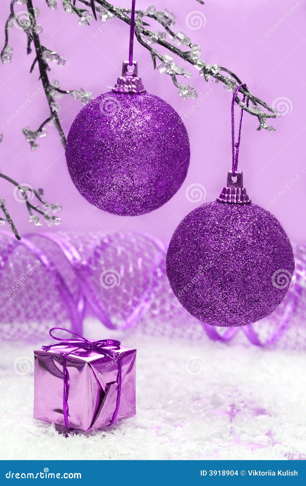 Violet Christmas balls stock photo. Image of navidad, party 3918904