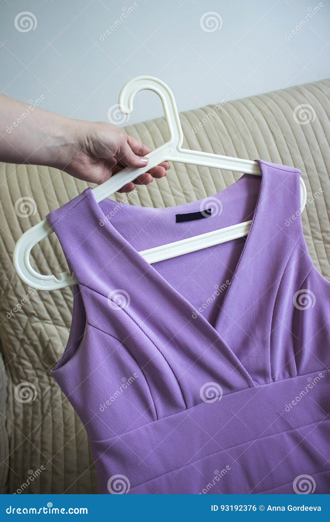 Violet dress stock photo. Image of hanger, fashion, beautiful - 93192376