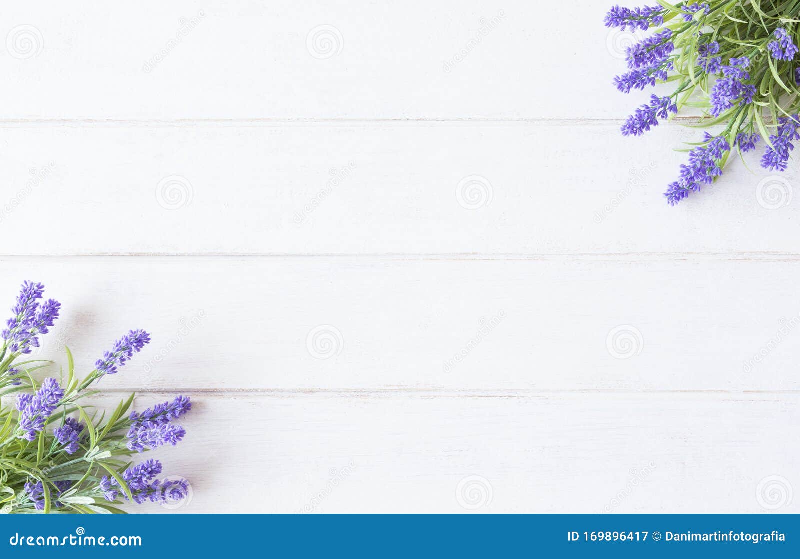 Violet Flowers of Lavender, Top View on White Wooden Background Stock Image  - Image of card, beautiful: 169896417