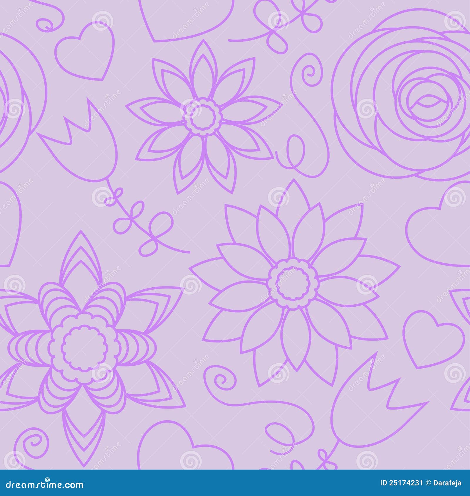 Violet Flowers Seamless Pattern Stock Vector - Illustration of modern