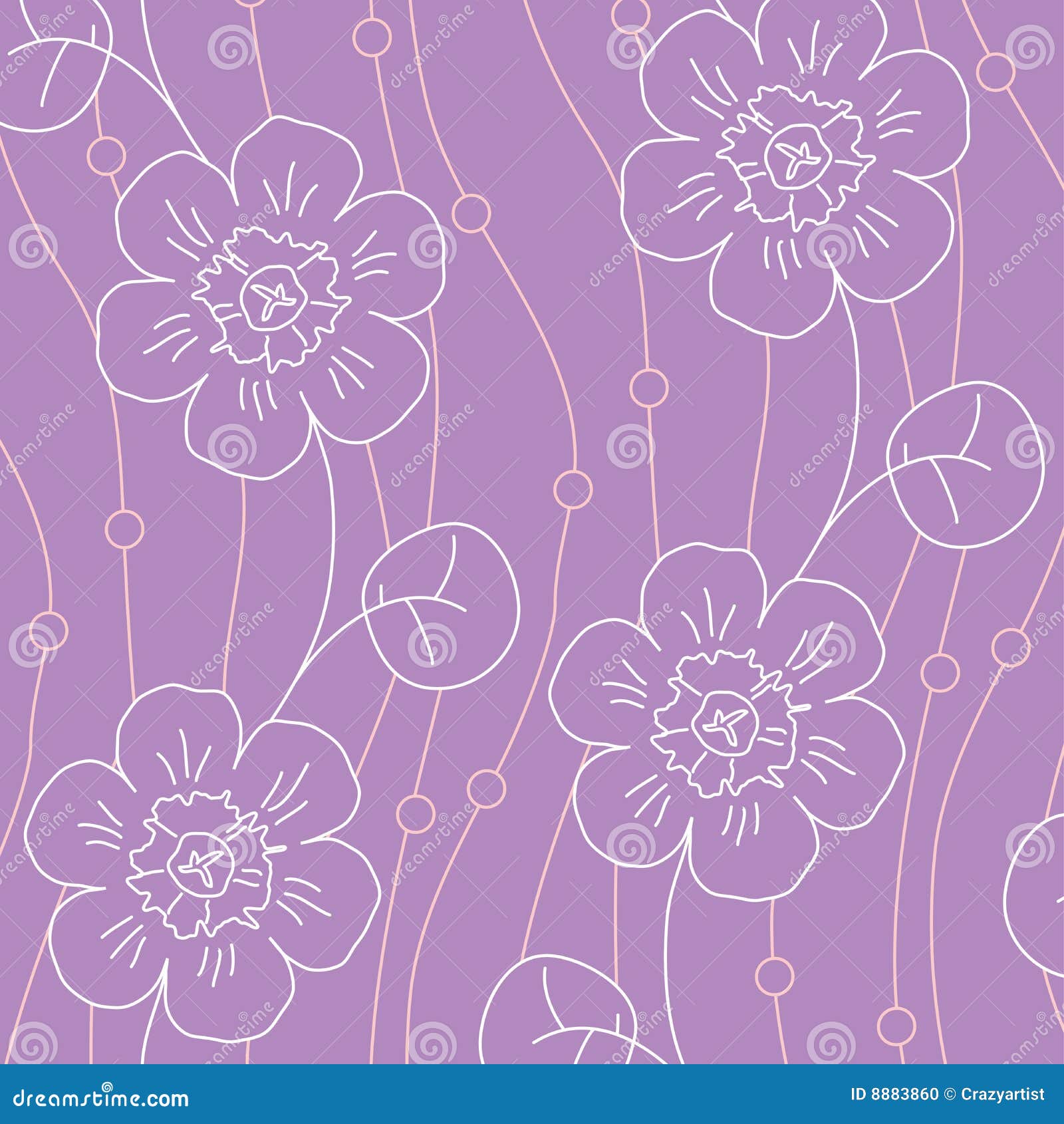 Violet Flowers Seamless Pattern Stock Vector - Illustration of seamless