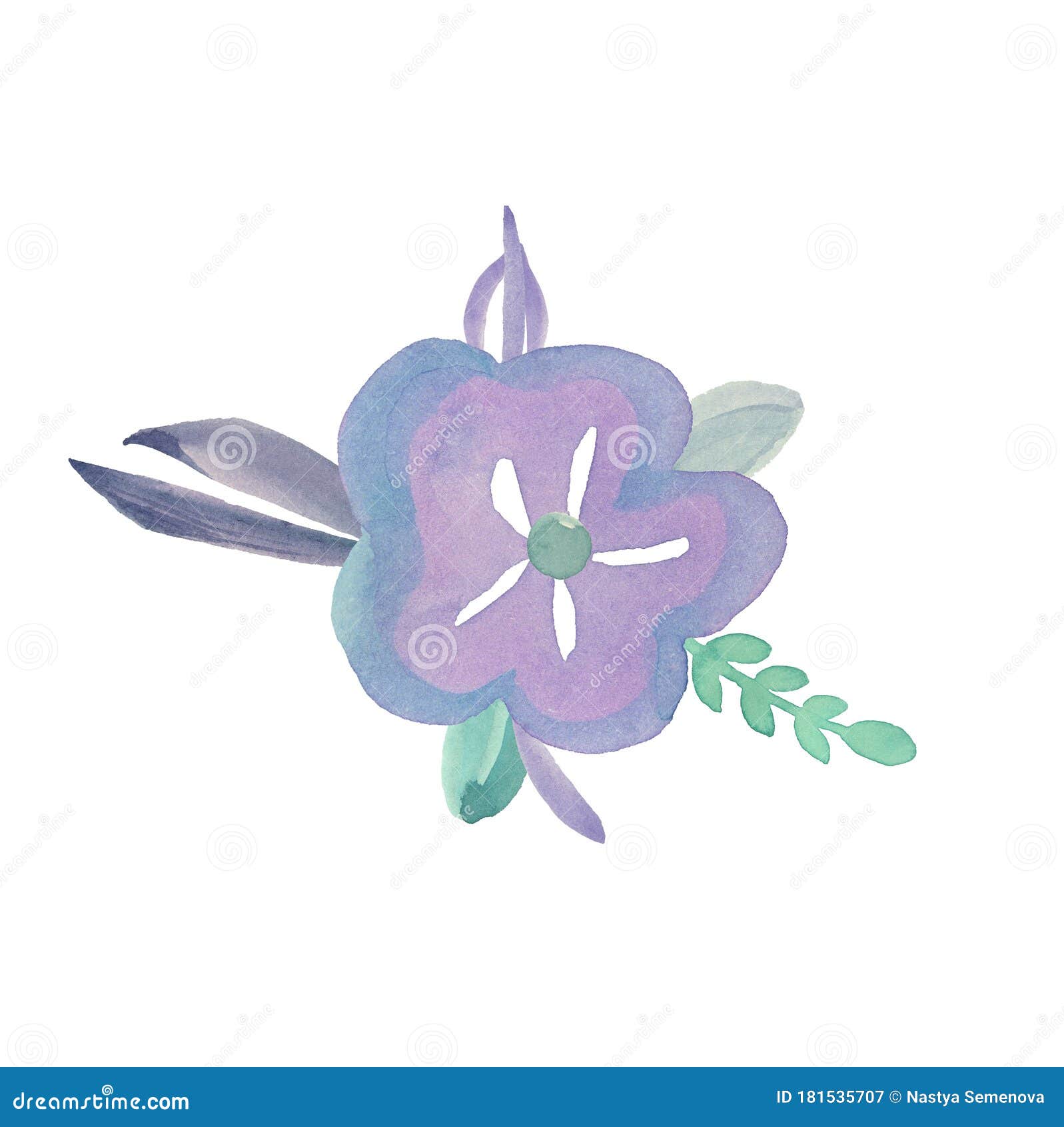 Violet Pastel Fleur Aquarelle Aux Feuilles Éléments Décoratifs Pour Votre  Design Illustration Stock - Illustration du dessin, élément: 181535707