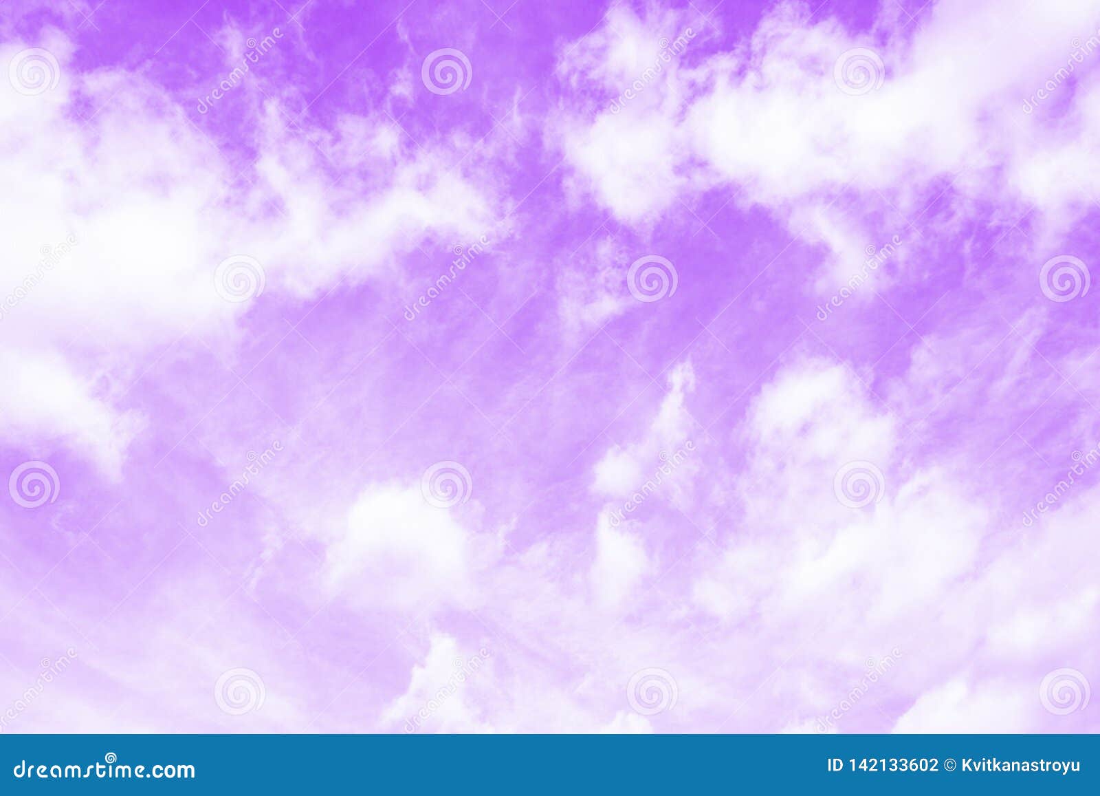 violet purple sky with white cirro cumulus clouds